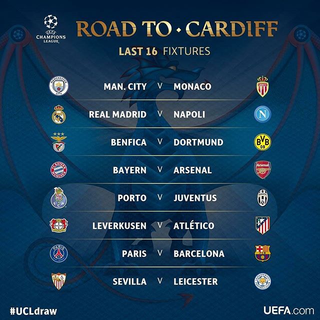 Whats your thoughts on the UEFA Champions league draw? The Curse of Arsenal strikes again. As for Juve, Im happy with Porto