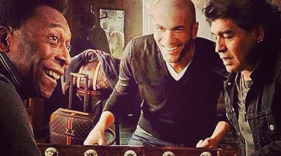 Three Legends playing Table Soccer