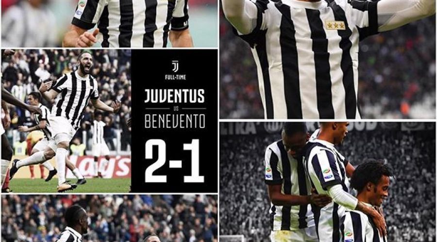 Juventus 2 Benevuto 1. Good Victory to mark 120 years with equaliser from Higuain and Winner from Cuadrado