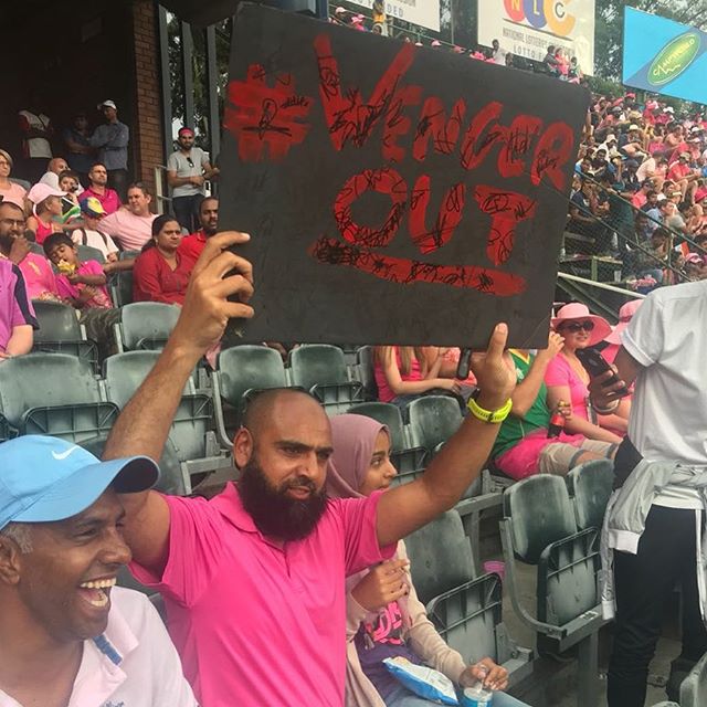 @zahed_adam at the Wanderers with his Wenger Out sign makes our pic of the Day