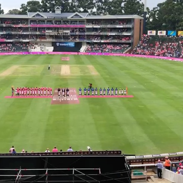 South African and Indian National Anthems during the PINK ODI by our 0018 Man on the scene @ebrahimlambat. How was the Cricket and SA victory